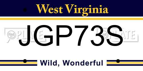 JGP73S West Virginia License Plate