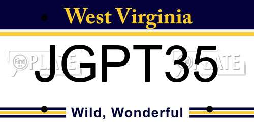 JGPT35 West Virginia License Plate