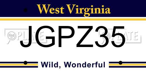 JGPZ35 West Virginia License Plate
