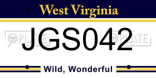 JGS042 West Virginia License Plate