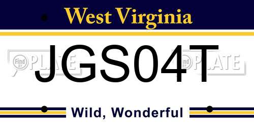 JGS04T West Virginia License Plate