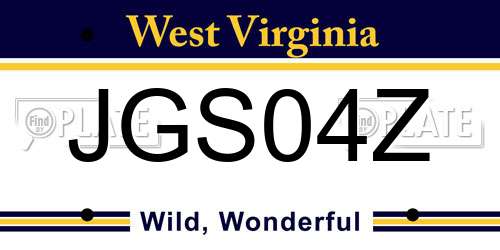 JGS04Z West Virginia License Plate