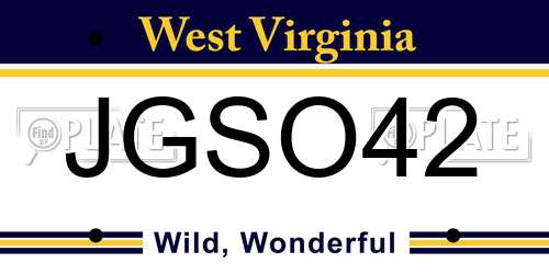 JGSO42 West Virginia License Plate