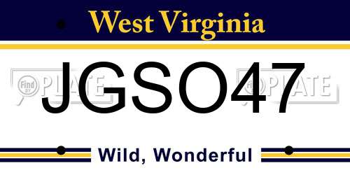 JGSO47 West Virginia License Plate