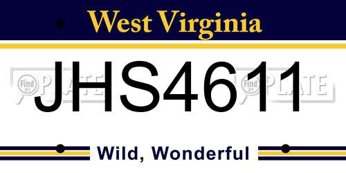 JHS4611 West Virginia License Plate