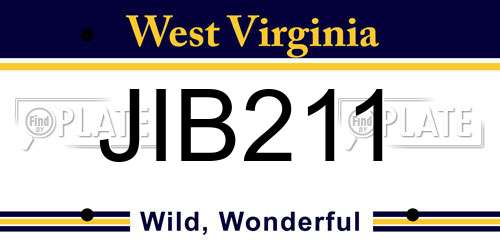 JIB211 West Virginia License Plate