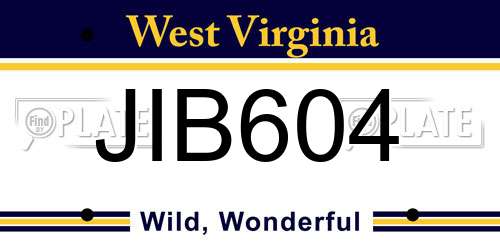 JIB604 West Virginia License Plate