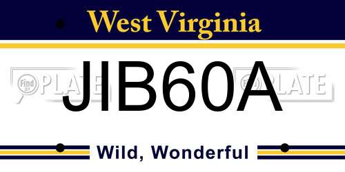 JIB60A West Virginia License Plate