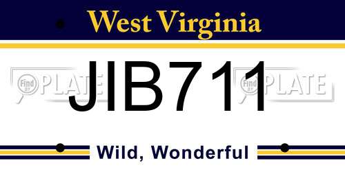 JIB711 West Virginia License Plate