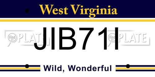 JIB71I West Virginia License Plate