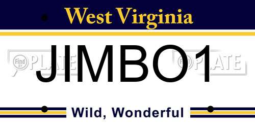 JIMBO1 West Virginia License Plate