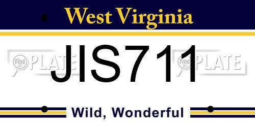 JIS711 West Virginia License Plate