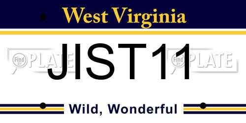 JIST11 West Virginia License Plate