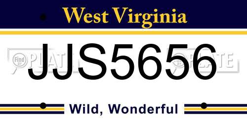 JJS5656 West Virginia License Plate