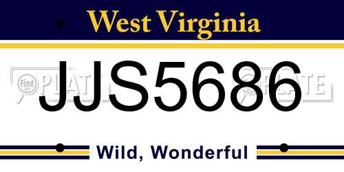 JJS5686 West Virginia License Plate