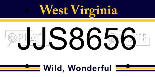 JJS8656 West Virginia License Plate