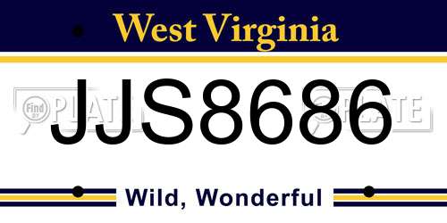 JJS8686 West Virginia License Plate
