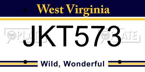JKT573 West Virginia License Plate