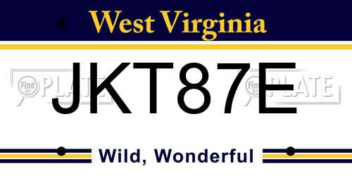 JKT87E West Virginia License Plate