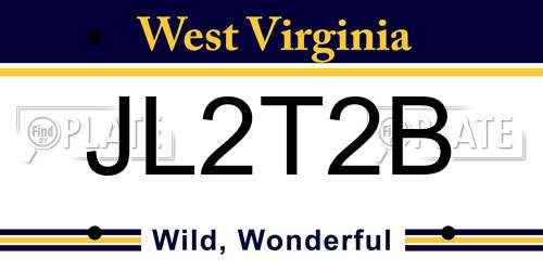 JL2T2B West Virginia License Plate