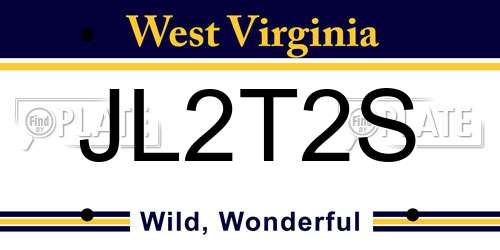 JL2T2S West Virginia License Plate