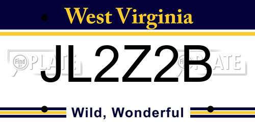 JL2Z2B West Virginia License Plate