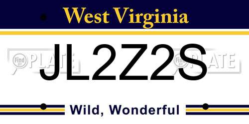 JL2Z2S West Virginia License Plate