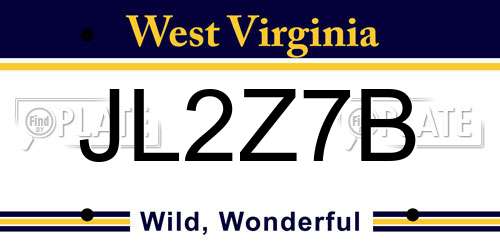 JL2Z7B West Virginia License Plate