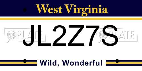 JL2Z7S West Virginia License Plate