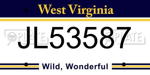 JL53587 West Virginia License Plate