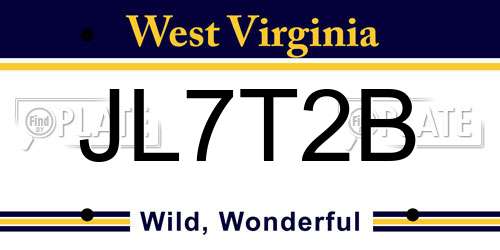 JL7T2B West Virginia License Plate