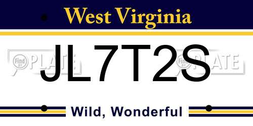 JL7T2S West Virginia License Plate