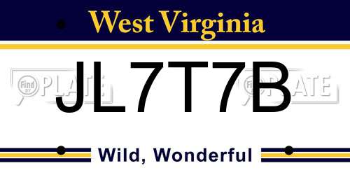 JL7T7B West Virginia License Plate