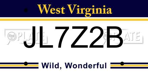 JL7Z2B West Virginia License Plate