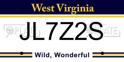 JL7Z2S West Virginia License Plate