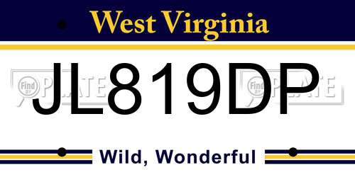 JL819DP West Virginia License Plate