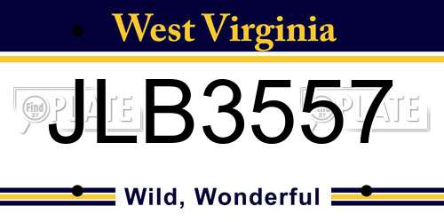JLB3557 West Virginia License Plate