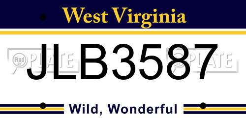 JLB3587 West Virginia License Plate