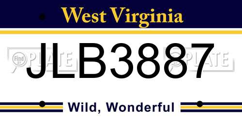JLB3887 West Virginia License Plate