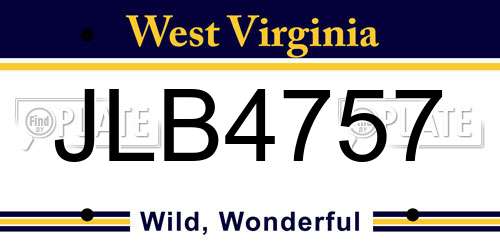 JLB4757 West Virginia License Plate
