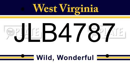 JLB4787 West Virginia License Plate