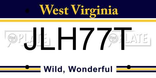 JLH77T West Virginia License Plate