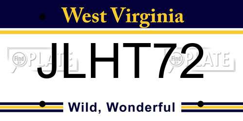 JLHT72 West Virginia License Plate