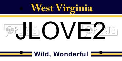 JLOVE2 West Virginia License Plate