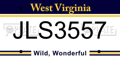 JLS3557 West Virginia License Plate
