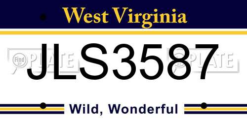 JLS3587 West Virginia License Plate