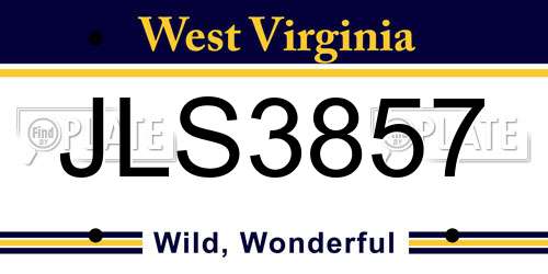 JLS3857 West Virginia License Plate