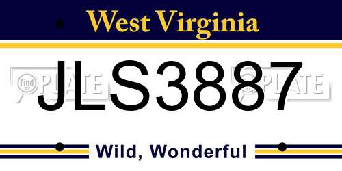 JLS3887 West Virginia License Plate