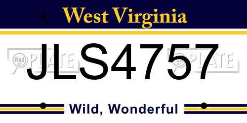 JLS4757 West Virginia License Plate