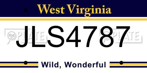 JLS4787 West Virginia License Plate